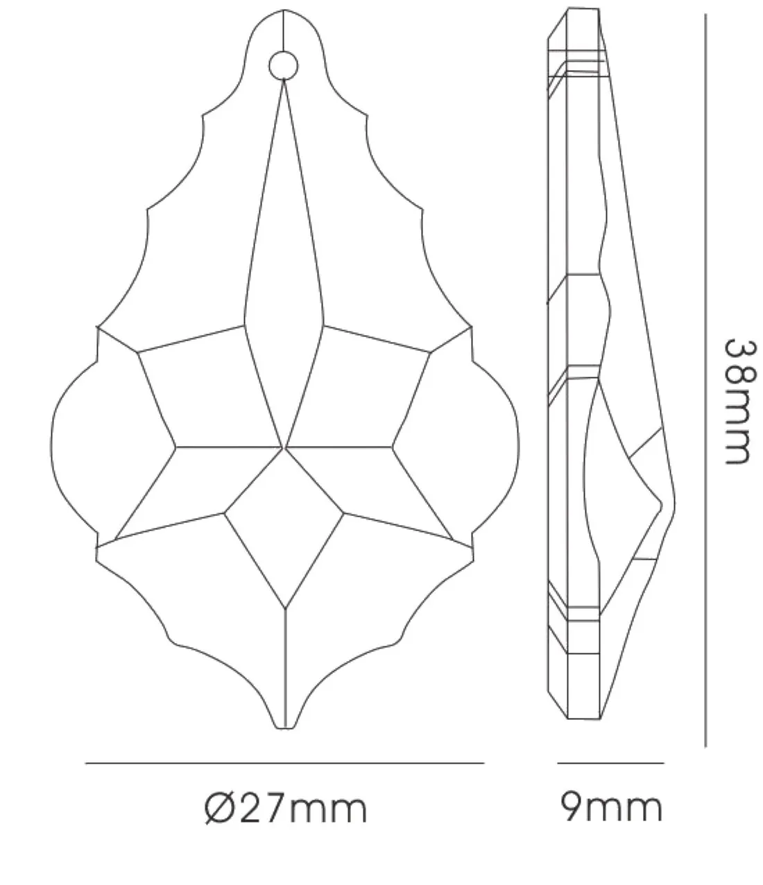 Crystal Maple Without Ring 38mm C30040  Diyas Crystal Droplet